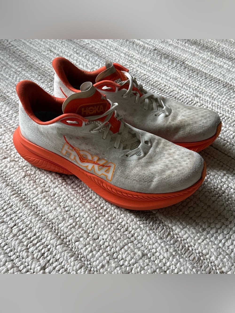 Hoka Mach 6 Lava Orange White Road Running Shoes Sneakers Men’s Size 11